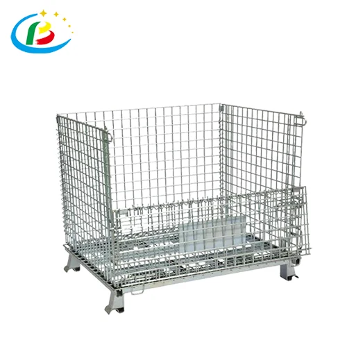 Wire Mesh Container Warehouse Heavy Duty 800kg Stacking Folding Metal Galvanized Wire Metal Pallet Storage Cages for Sale