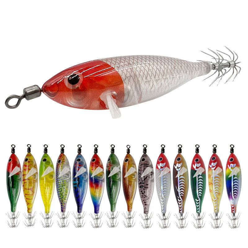 5,7g Leuchtender Tintenfisch-Köder, Simulierte Rundbauch-Garnelen, Künstlicher Köder, Leuchtender Flügel-Tintenfischhaken, Harter Köder für Angler