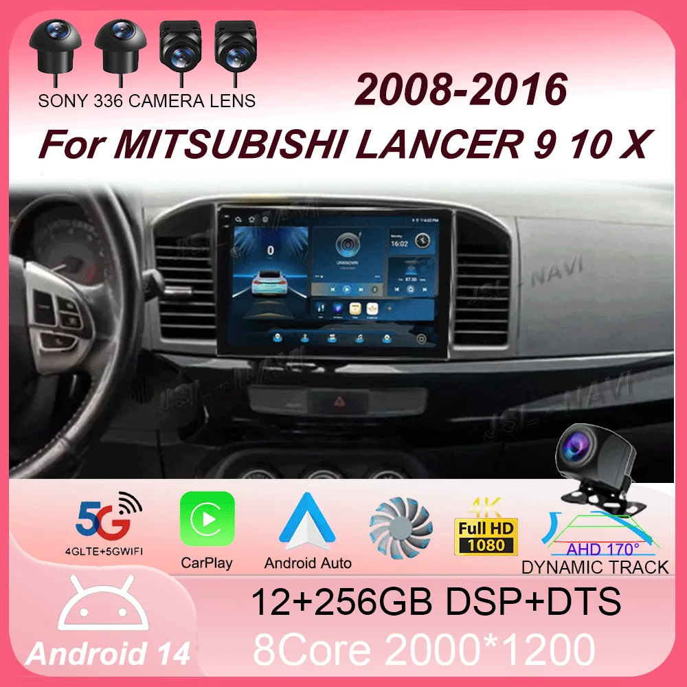 

For MITSUBISHI LANCER 9 10 X 2008 2009 2010 2011 - 2016 9Inch Android 14 Car Radio Stereo Audio GPS Player Carplay Auto Screen