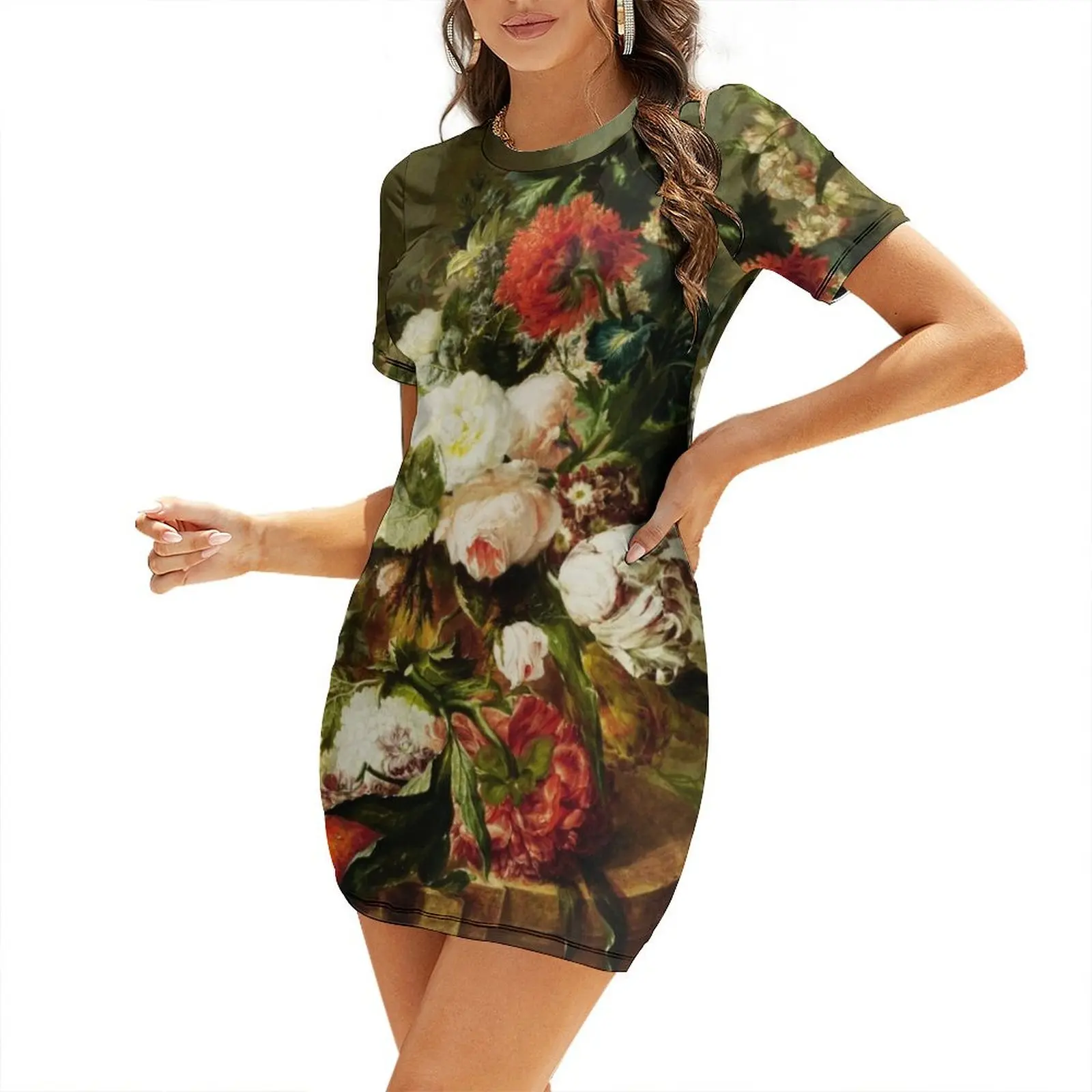 

Vintage Floral Oil Painting Short Sleeved Dress Women dresses summer dresses for women 2025 Dress