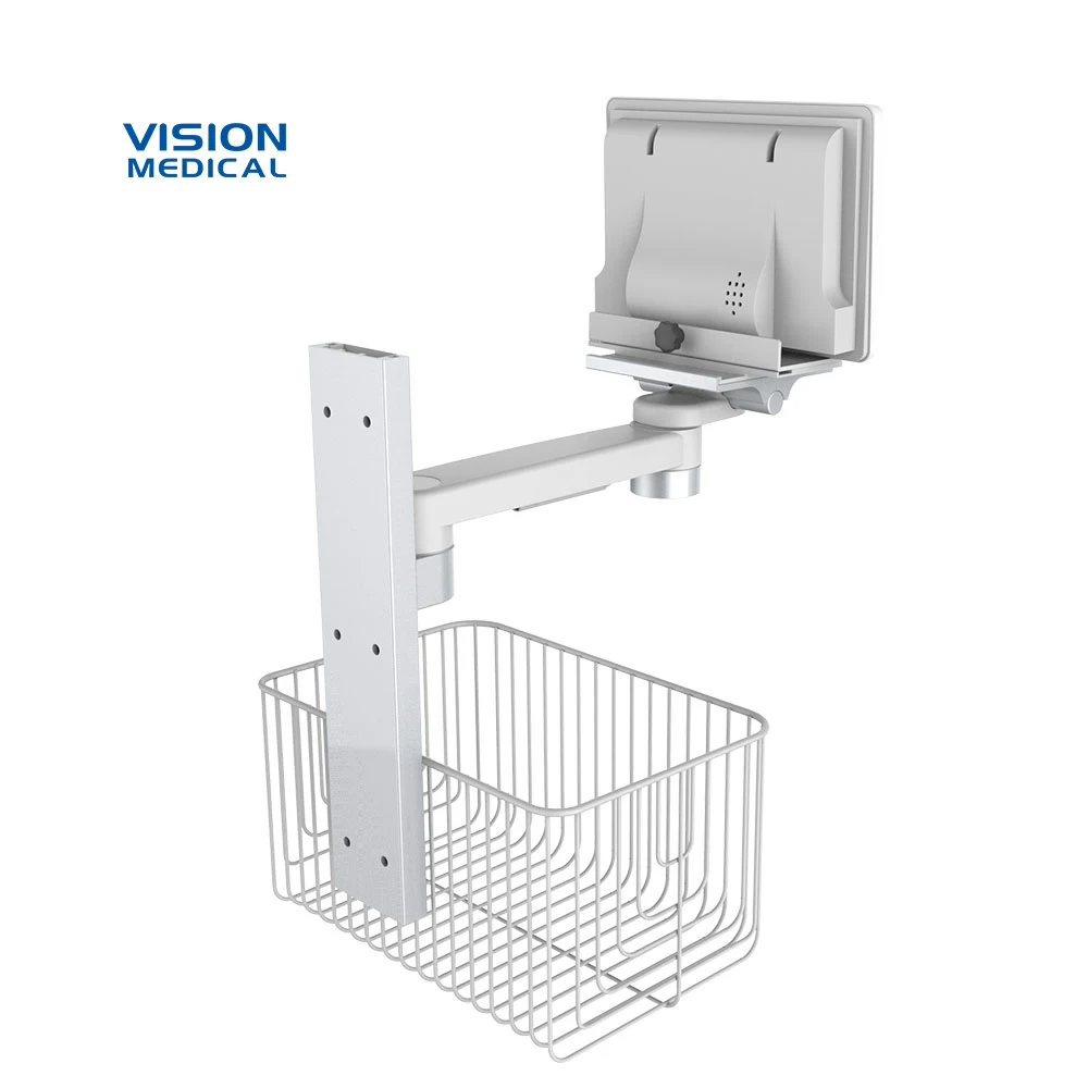 ICU mount medical monitoring arm with basket hospital wall mount medical instrument install