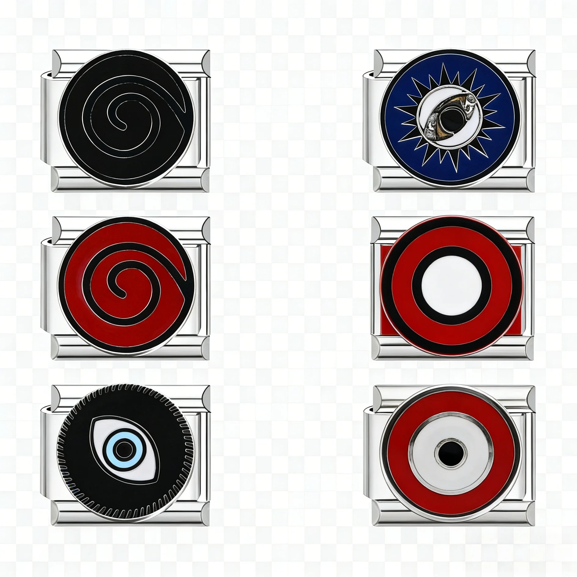 Stainless Steel 9mm Italian Charms Rotating Spinner Evil Eye & Anime Ninja Series Modular Links Custom Bracelet DIY Accessories