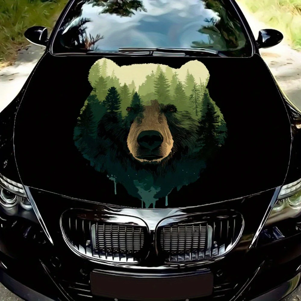 

Dominant Forest Bear car hood stickers, waterproof self-adhesive, scratch resistant, easy to stick, durable car PVC stickers, ca