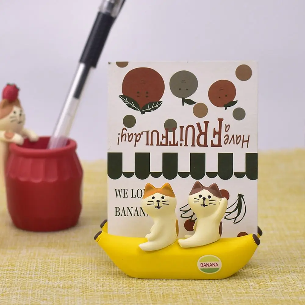 Lovely Cat Cat Pen Holder Resin Paper Clip Storage Pen Organizer Multifunctional Cartoon Stationery Container