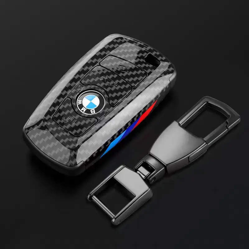 Suitable for BMW Old Model Key Case 3 Series 5 Series X1X3X4X56 Blade 525-530li Carbon Fiber Pattern Keychain