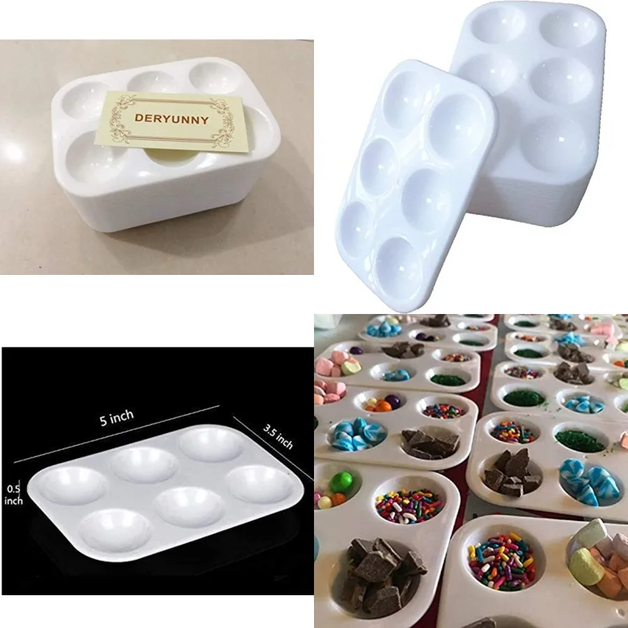 

24 Pieces White Paint Plastic Palettes 6 Well Rectangular Watercolor Oil Palette Painting Tray Artist Craft Palettes