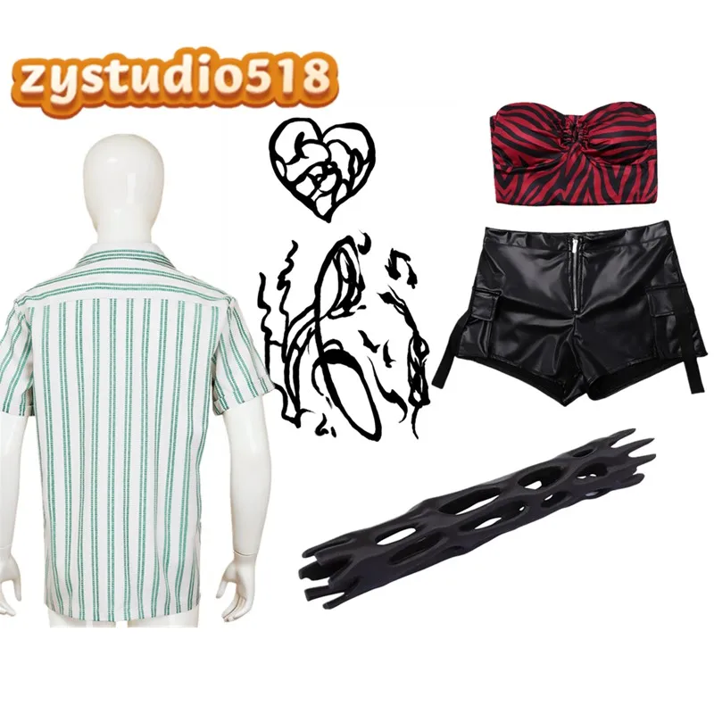 Bear Cosplay T-shirt Nikki Vest Tops Shorts Costume Face Tattoo Stickers Props Fantasia Outfits Halloween Carnival Party Suit