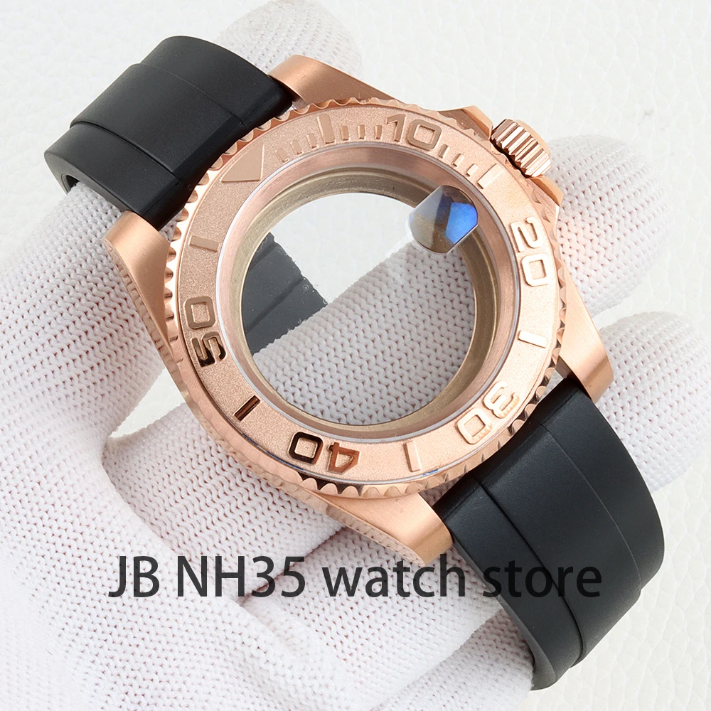 40mm Watch Case Waterproof Sapphire Glass Rubber Strap For Seiko Nh35 Nh36 Nh38  Automatic Movement 28.5mm Yacht-Master Case