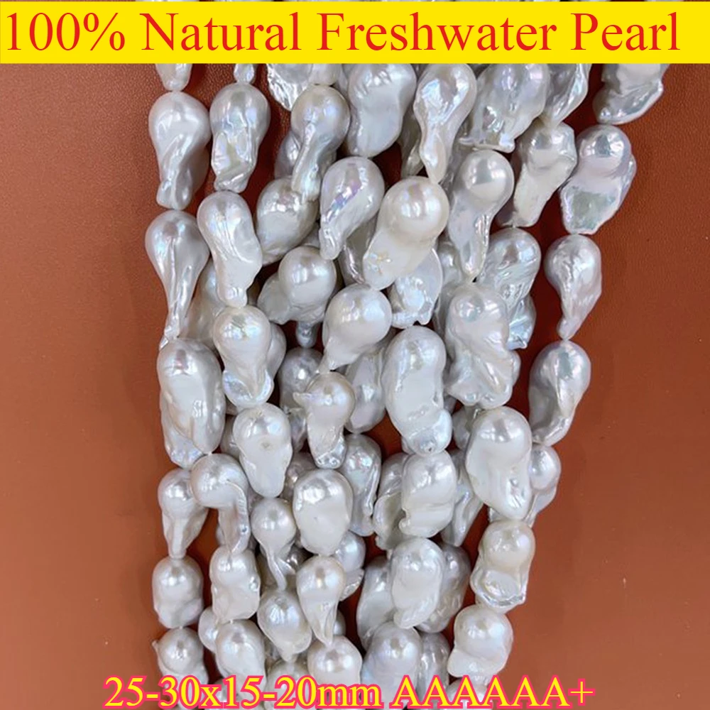 

25-30x15-20mm6A SilkySmooth Natural White Freshwater Pearl Irregular Baroque Bead Jewelry Make DIY Necklace Bracelet Accessories