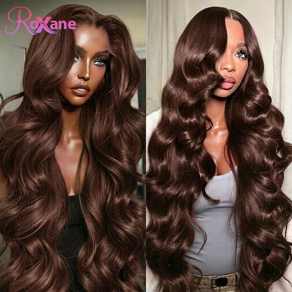 

Парик из натуральных волос Roxane HD 250% 30 36 дюймов, шоколадно-коричневый, с волнистыми прядями, 13x6 Lace Front, 13x4 Lace Frontal, бразильские волосы Remy