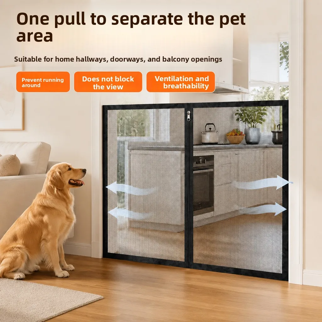 Upgraded No Drill Pet Isolation Barrier Heightened Anti-Jump Gate Stop Cats Puppies Escaping For Doorway Home Protection