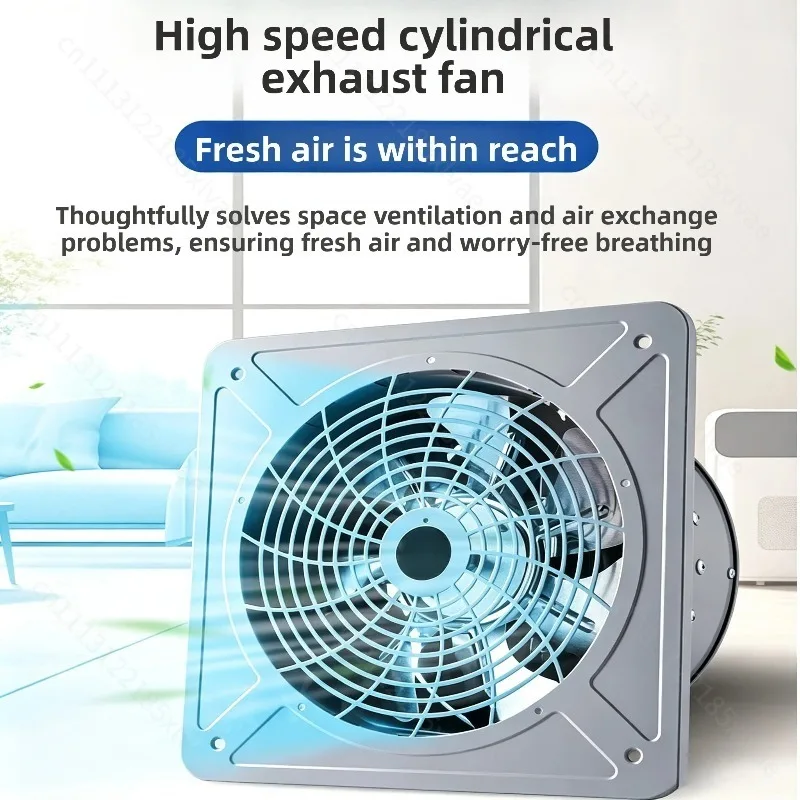 Powerful All-Metal Kitchen Fume Extractor, Wall Window Mount Exhaust Ventilation Fan for Home Cooking Smoke Removal