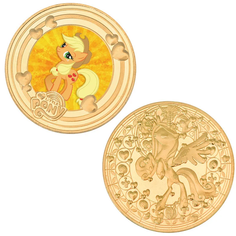 أنيمي بلدي ليتل المهر عملات قابلة للجمع الكرتون الخنصر فطيرة الذهب اللون عملة معدنية البريق التذكارية الفتيات هدايا عيد الميلاد #5
