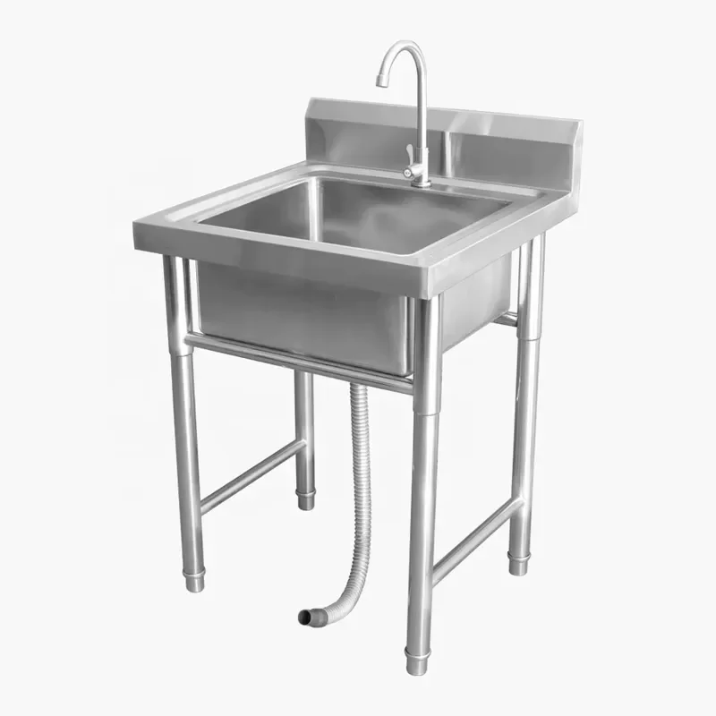 Cheap Stainless Steel Single Bowl Commercial Kitchen Sink Free Standing Handmade Brushed Surface with Faucet Included