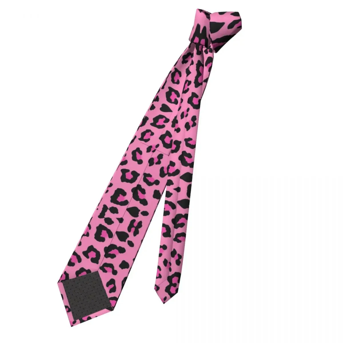 Gravata masculina de seda de poliéster, gravata masculina fina, estampa de leopardo rosa, acessórios para casamento, personalidade, gravatas de