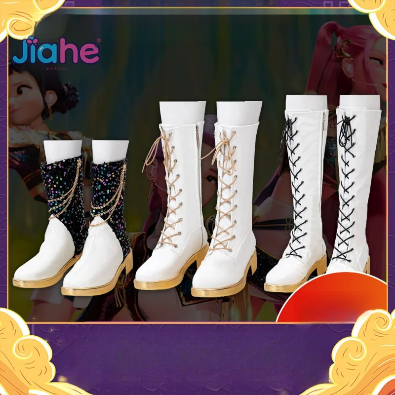 

KPop Demon Hunters, новинка 2025, обувь для косплея Rumi Mira Zoey HUNTR/X, вечерние мужские и женские модные кожаные ботинки, размер 34-42