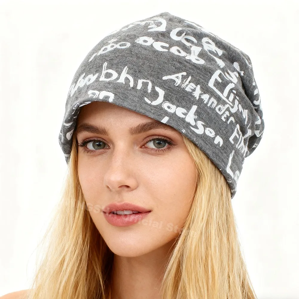 Letter Design Men Women Hat Adult Autumn Winter Hats Girl Teenager Thin Boy Hat Ladies Chemo Loss Alopecia Feminino Cap M91501