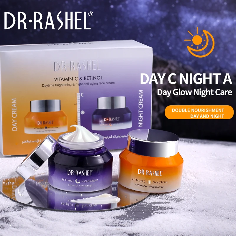Dr Rashel Vitamina C Retinol Lights Iluminador Rejuvenece Juego de crema facial de día y noche de 2 piezas