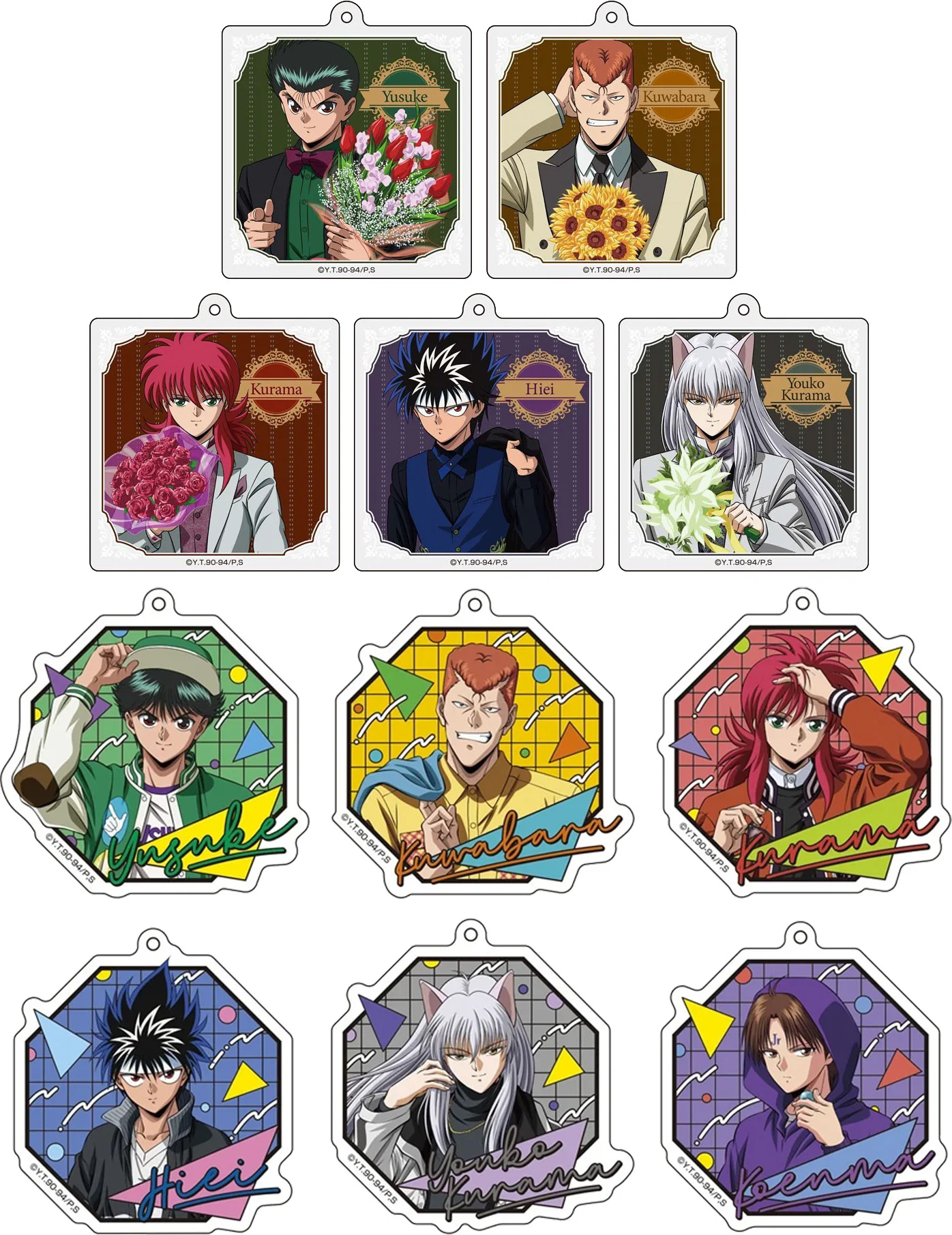 Charm Anime Fans Gifts Yu Yu Hakusho Acrylic Keychain Assembly HD Characte Hiei Kurama Yuusuke Urameshi Ornaments About 6cm