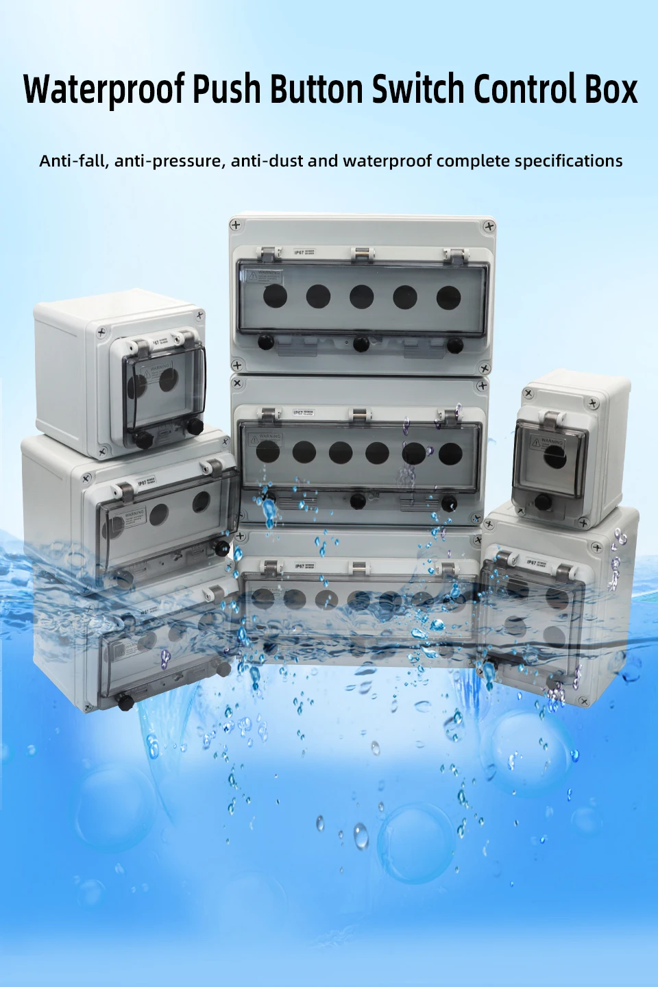 Not-Aus-Steuerbox für den Außenbereich mit Schutzabdeckung, wasserdichte Not-Aus-Tastensteuerbox IP67 – Detail 1