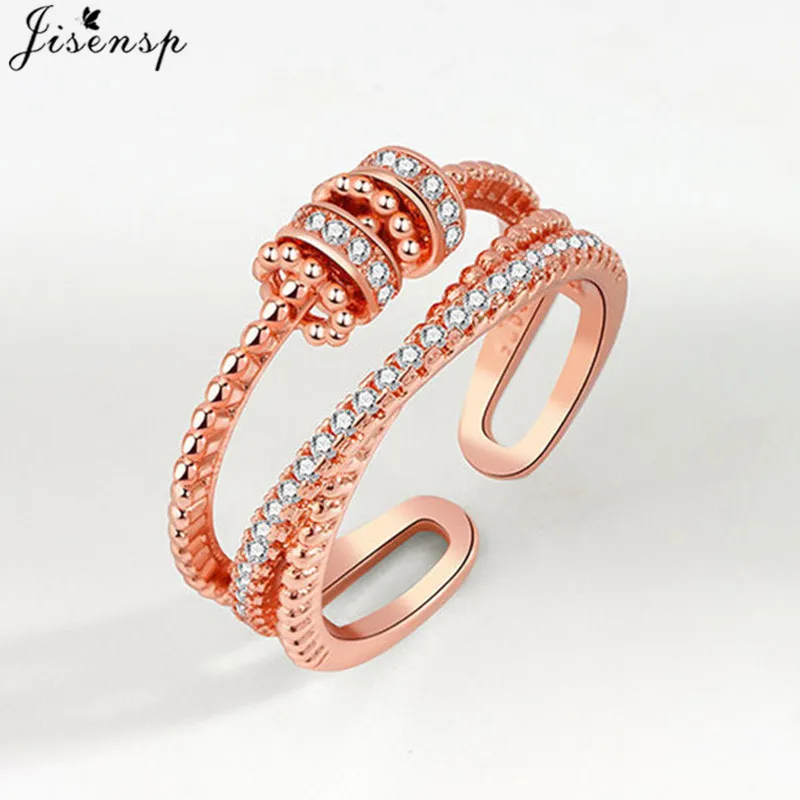 Simple Metal Beads Fidget Rotating Rings for Women Men Rotate Freely Anti Stress Anxiety Ring Spiral Round Ball Rotate Jewlery image 3