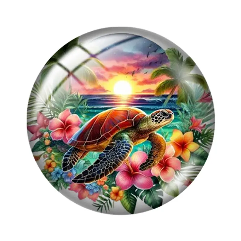Sunset Sea Turtle Watercolor 12/18/20/25mm glass cabochon  bracelet pendant rings for jewelry demo earrings back Making findings