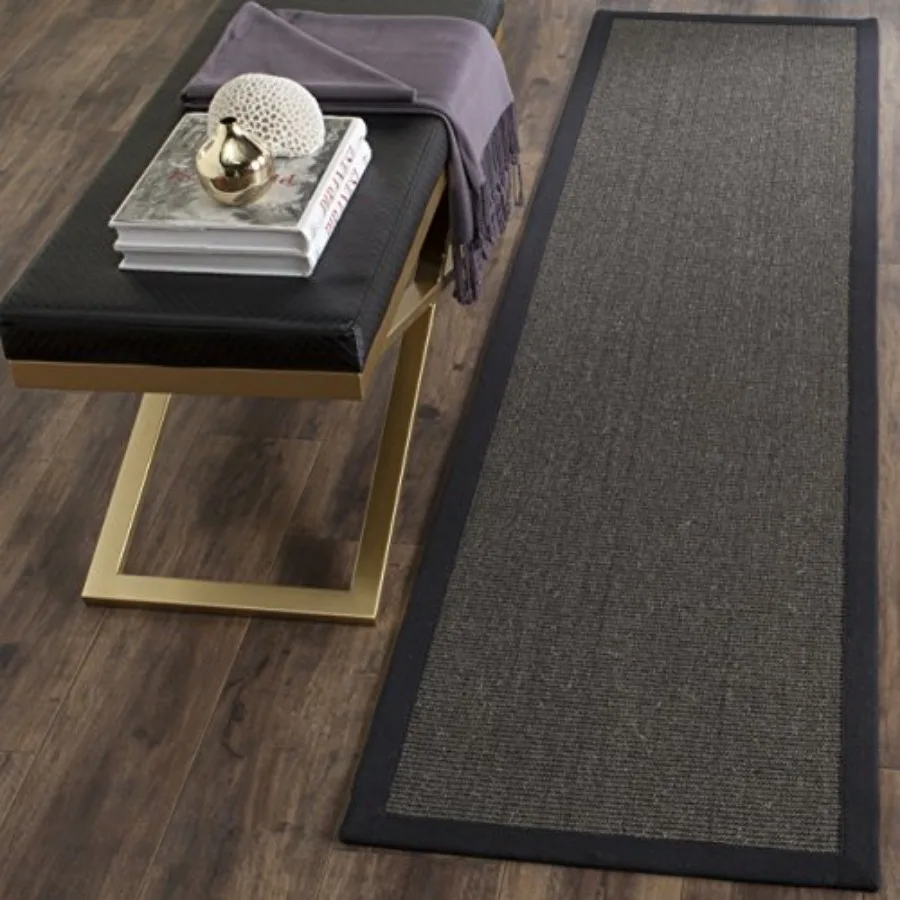 Natural Fiber Collection Runner Rug - 2' x 10', Border Sisal Design, Beige, Easy Care Durable for High Traffic Living Room and