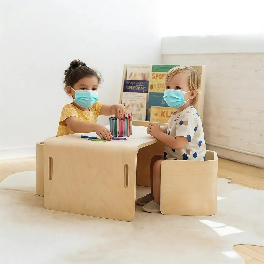 Chiquitos Early Education Kids Montessori Preschool Kindergarten Wooden Children Furniture Table And Chairs Set For Classroom