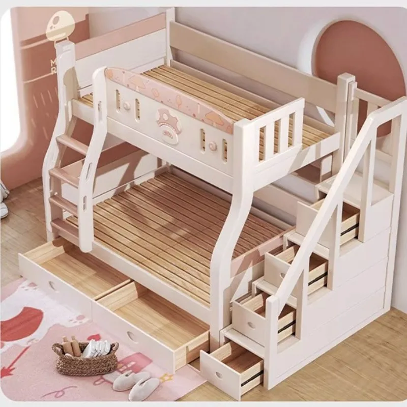 

New small apartment upper and lower bunk, wood, cherry wood,upper and lower,double-layer thickened two-layer high and low beds