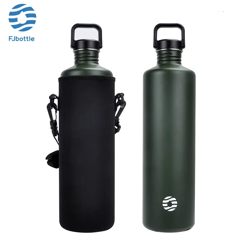 FEIJIAN 2L Stainless Steel Water Bottle Portable Cycling Sports Bottle Leakproof BPA Free Large Capacity With Bottle Bag