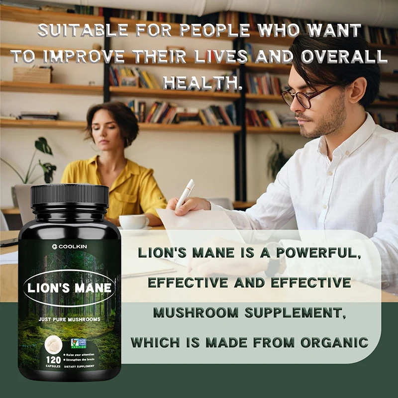 Lion\'s Mane - Nootropic Brain Memory & Focus Immune & Stress Relief,  Mood and Sleep Health, Non-GMO