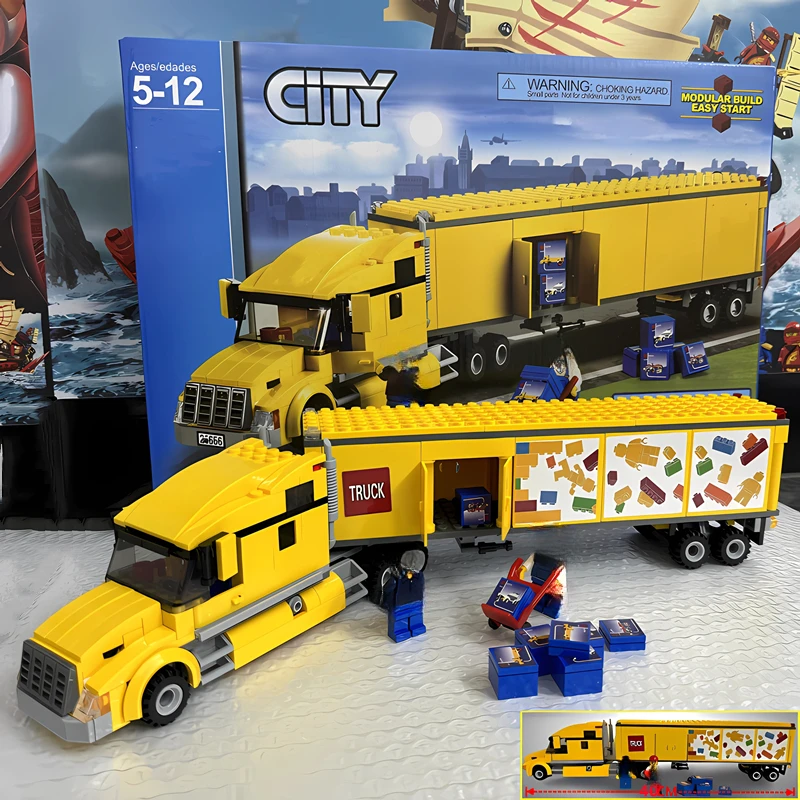 City Technical 60440 Yellow Delivery Transporter Truck Building Blocks Brick Figures Set Vehicle Model Children Toys Kids Gifts