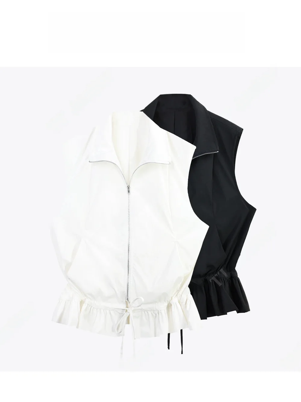 

Новинка лета: Женский жилет TT из шифона с отделкой и подолом на шнурке, модный, для повседневной носки, из чистого нейлона, на молнии.