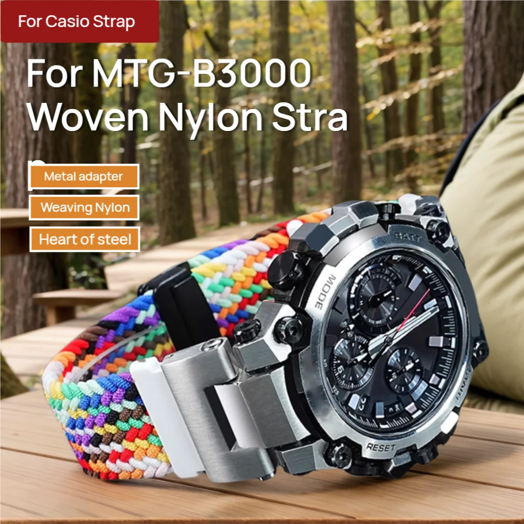 

B3000BD-1A2/D/B-1A Magnetic Watchband For G-SHOCK 5672 Casio MTG-B3000 Modified Woven nylon Watch Strap Accessories Men Bracelet