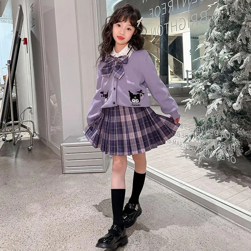 

Костюм Kuromi Jk Sanrio, платье для девочек, новый стиль, костюм Jk для девочек, модная детская одежда для девочек, весенне-осенняя одежда для больших детей
