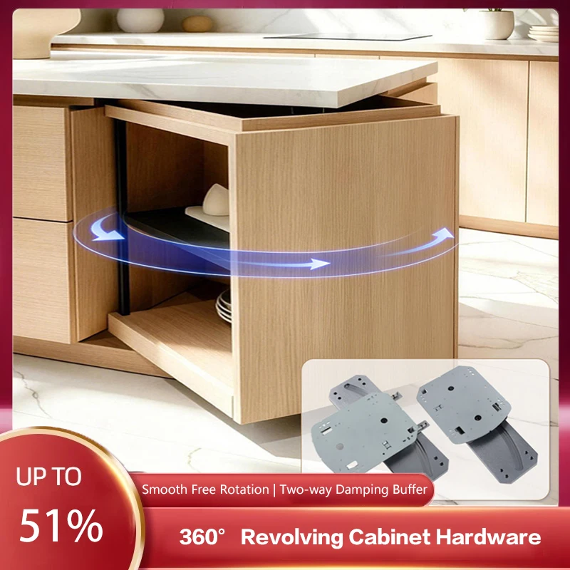Heavy Duty 360 Degree Rotating Right Angle Corner Hardware With Dual Buffer And Swivel Rail For Multifunction Storage Cabinet