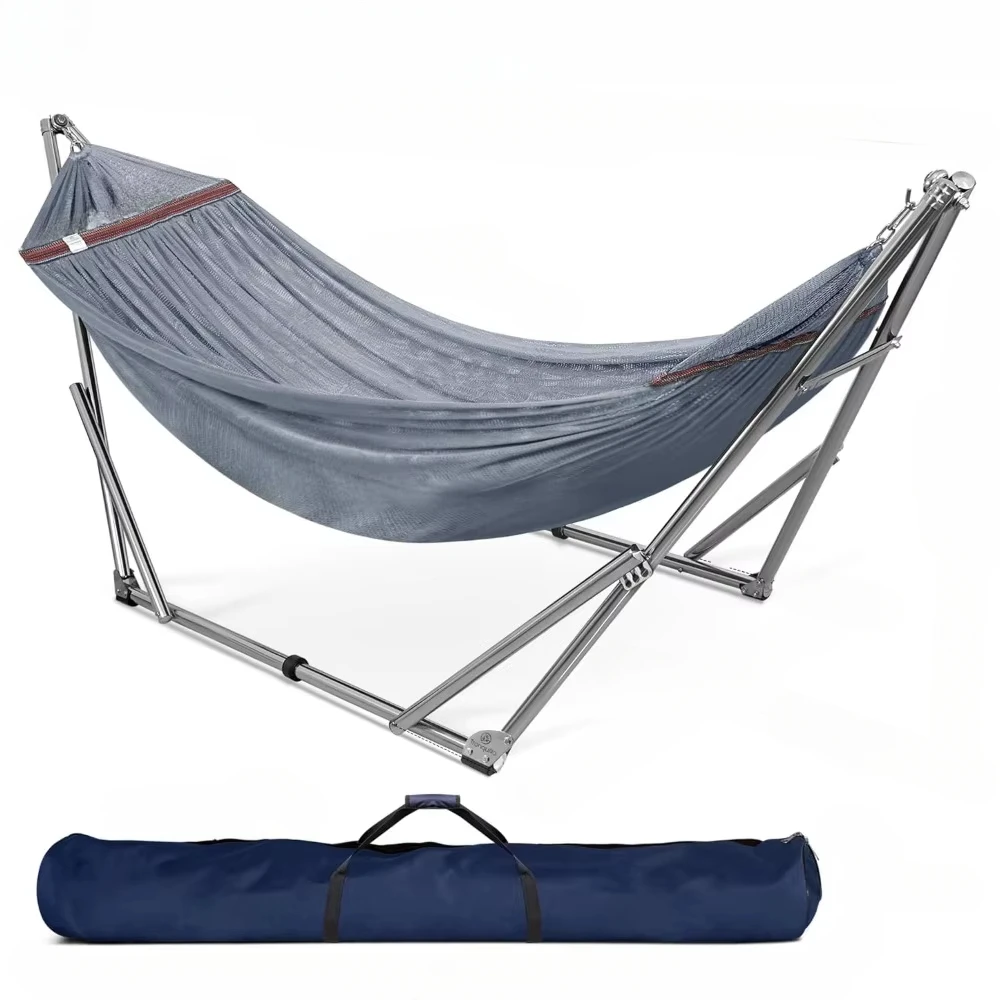 

Double hammock with stand, with boom, solid 201 grade stainless steel 30s setting, sturdy and flexible hammock frame, portable