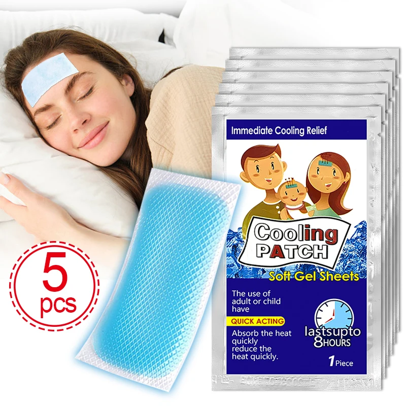 5pcs Ice Cooling Patch Soft & Cool For Forehead/Face/Neck Cooling Essential For Home Travel Physical Cooling Cool Gel Sheet A167