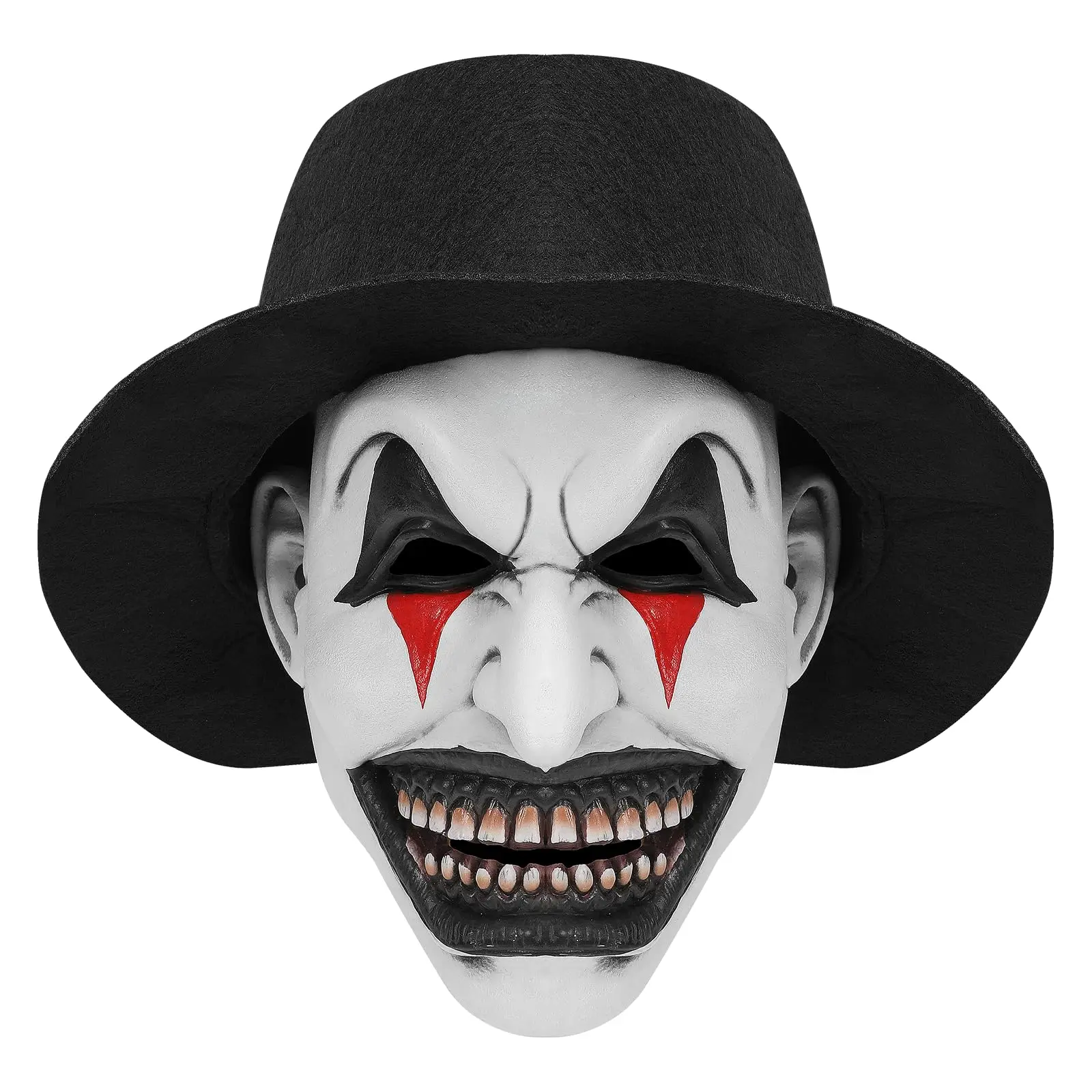 Masque de Clown effrayant pour adultes, masque souriant tueur effrayant avec chapeau, accessoires de Costume de démon maléfique d'halloween pour hommes et femmes