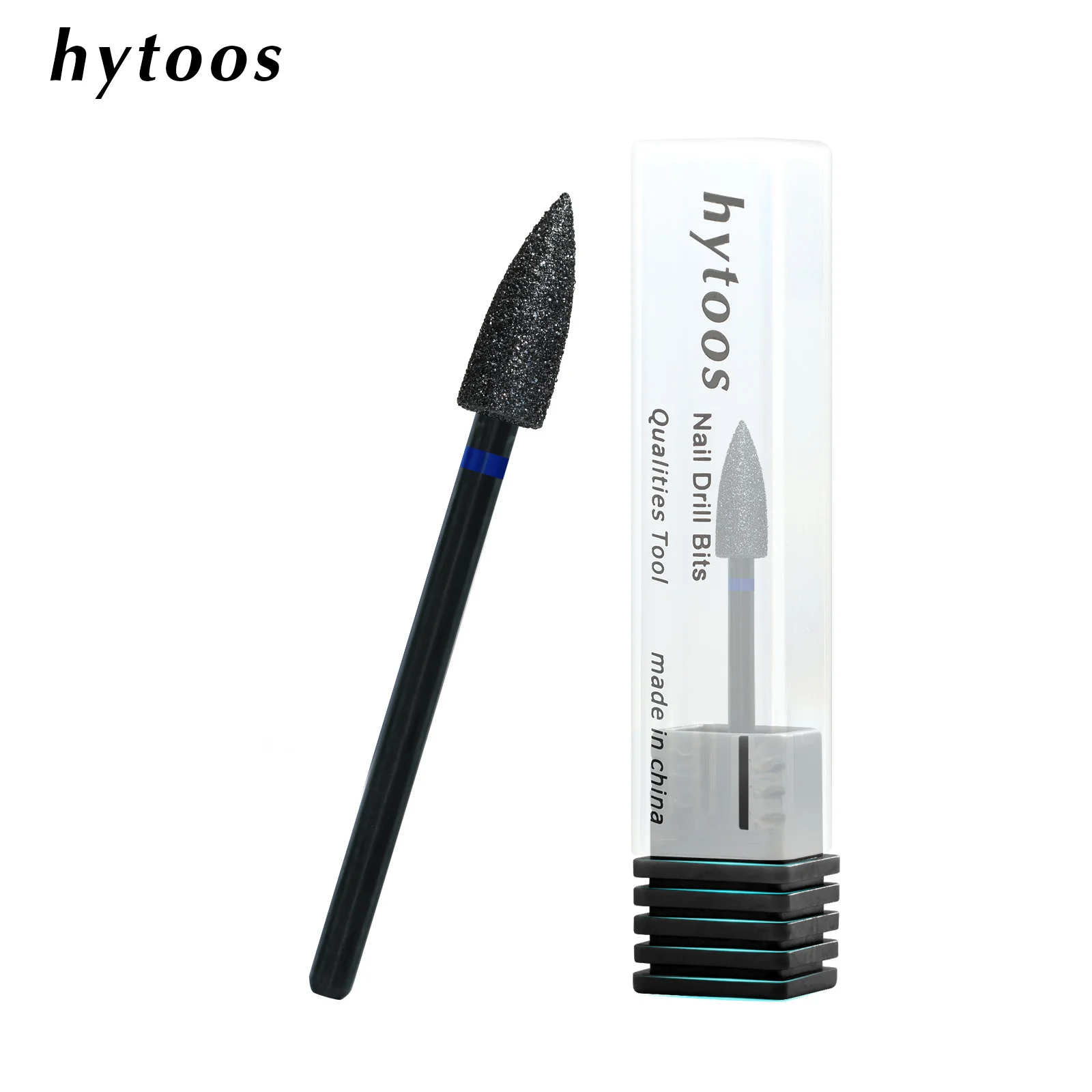 HYTOOS Large Cone Black Diamond Nail Drill Bits Pro Dead Skin Cleaner Cuticle Clean Russian Prep Tool for Manicure Technician
