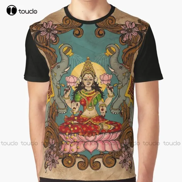 Lakshmi - Godess Of Wealth Graphic T-Shirt Custom Aldult Teen Unisex Digital Printing Tee Shirts Custom Gift Xxs-5Xl Streetwear