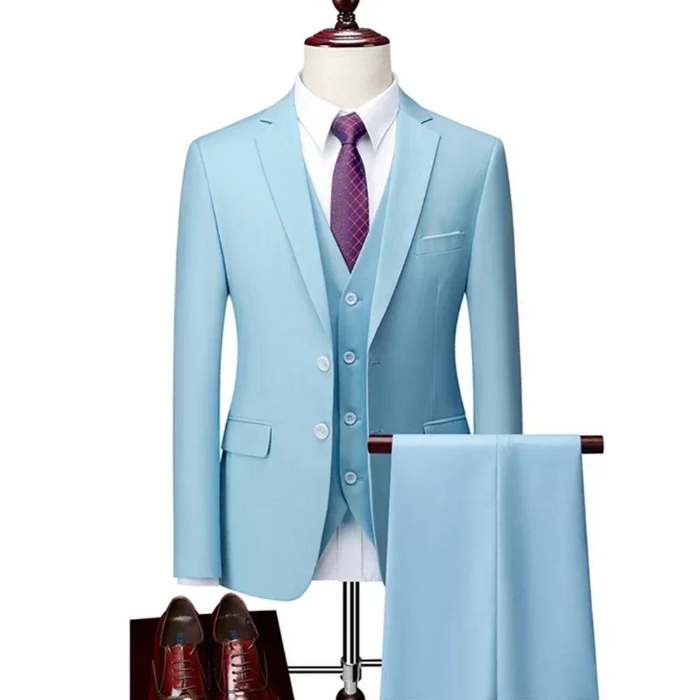 Vestido justo xadrez de negócios masculino, casaco formal, conjunto de ternos, jaqueta blazers, calça, colete, vestido boutique, moda casual, novo, 2023, 3 peças