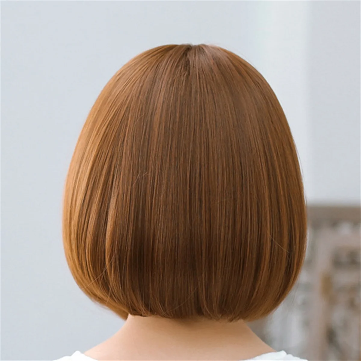 ABGN Wig Wig with Bangs for Women, Natural Looking Short Wig , Short Wig for Daily Korea Versions Dark Brown