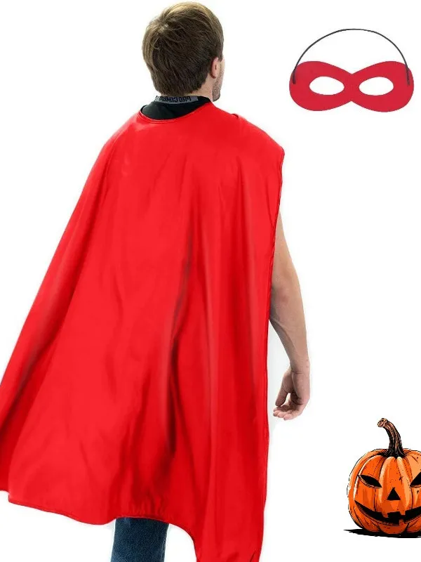 Red  Robe with Eye Mask Halloween Stage Performance Costume Thin Shoulder Shawl Adult And Children Role Play Accessory