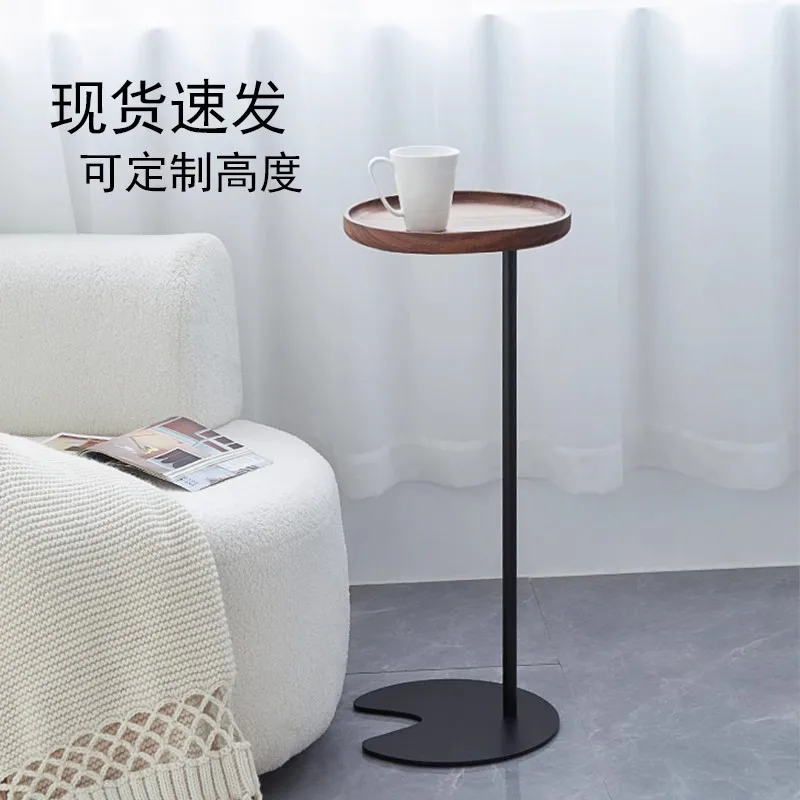 Walnut sofa small side few bedrooms mini bedside round table rack simple solid wood narrow coffee table movable