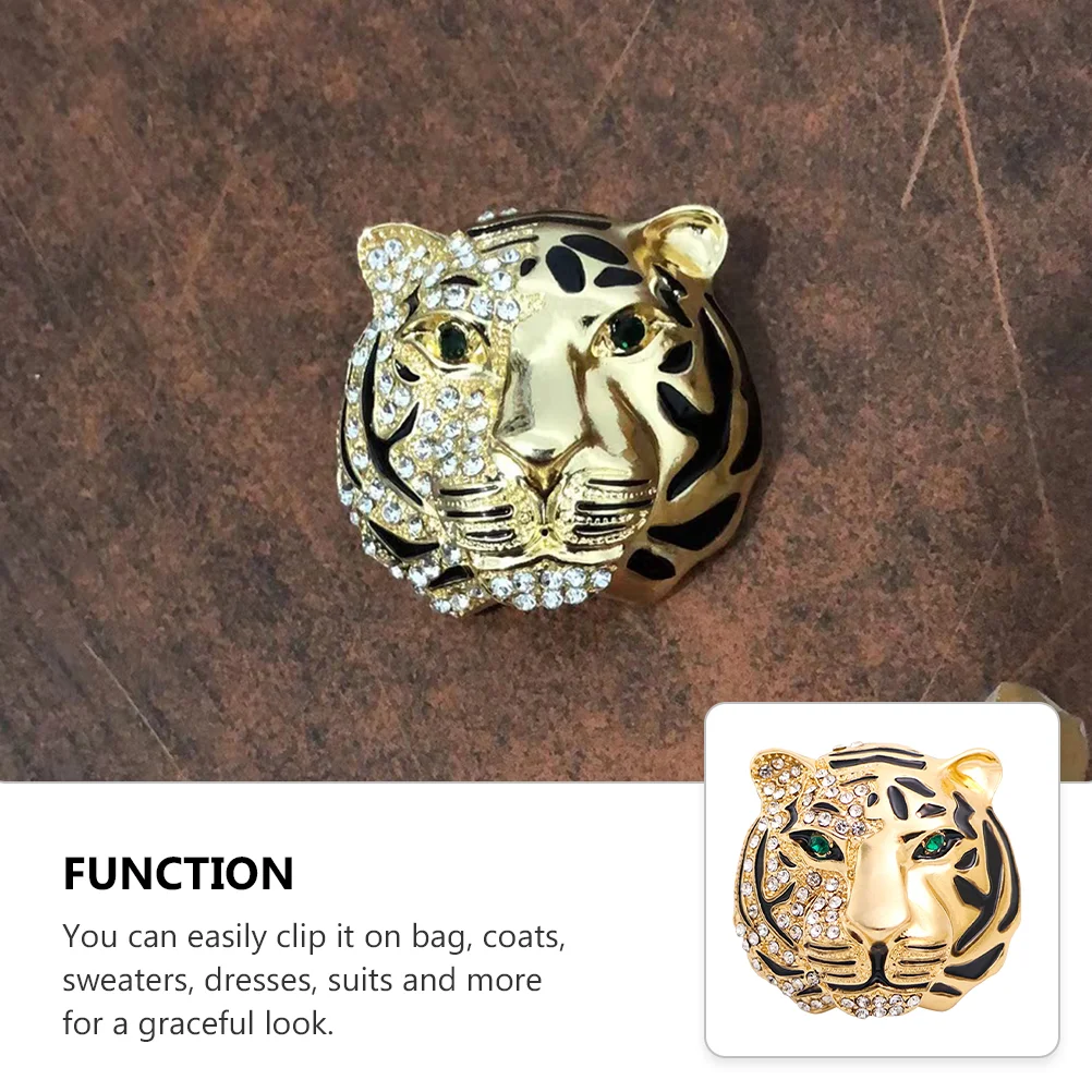 Corsage Photo Prop Coat Clothes Badges Rhinestones Party Supplies Suit Breastpin Man Inlaid Brooch Tiger