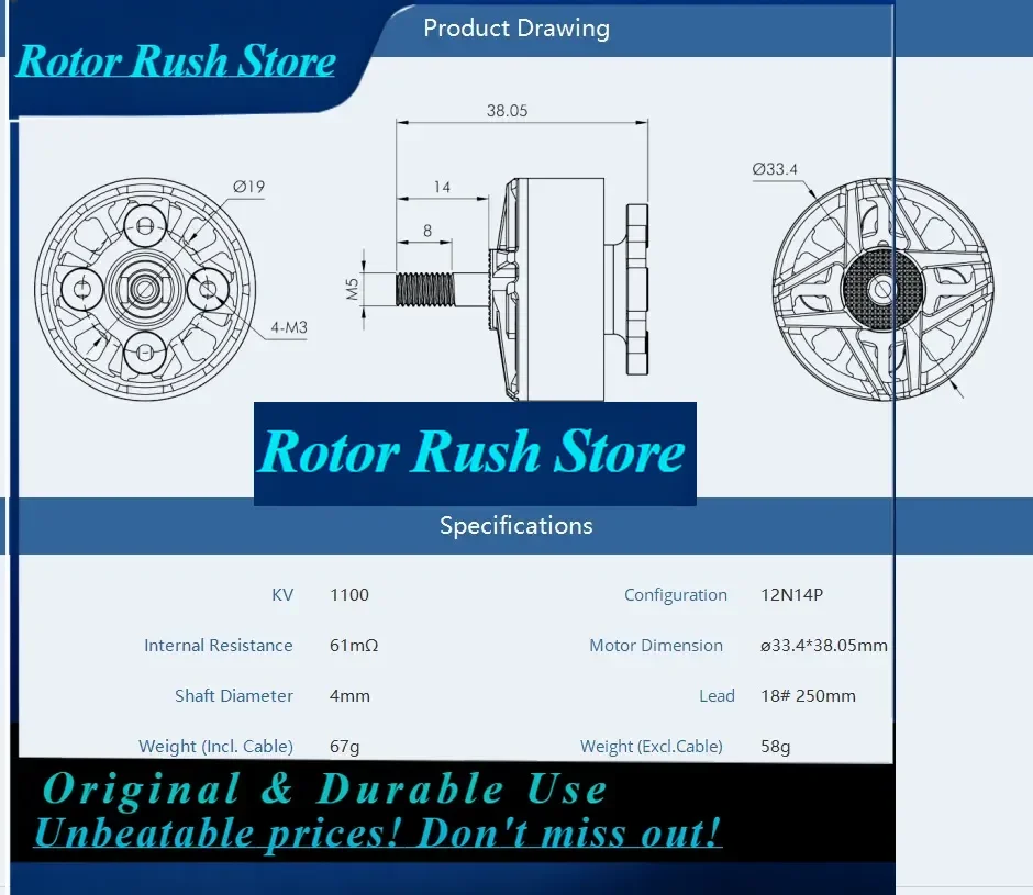RoRuST-MOTOR F100 2810 Brushless Motor 5-6S 1100KV 1350KV For 7 8 Inch Cinelifter X-CLASS FPV Drone Multirotor