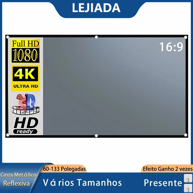 lejiada-tela-do-projetor-60-133-polegada-metal-cinza-anti-luz-16-9-borda-preta-portatil-com-furos-casa-tela-de-projecao-ao-ar-livre