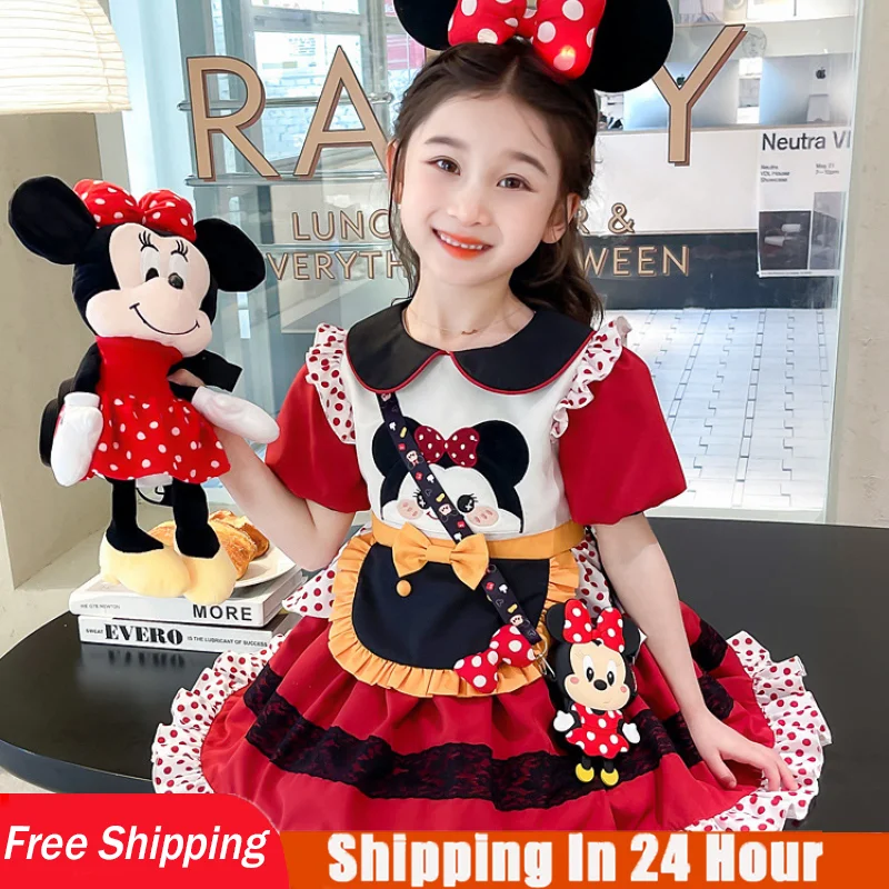 

Disney Girl Cosplay Dress Short Sleeve Summer Princess Dresses Frozen Minnie Party Dresses for Children Clothing Kid Clothes