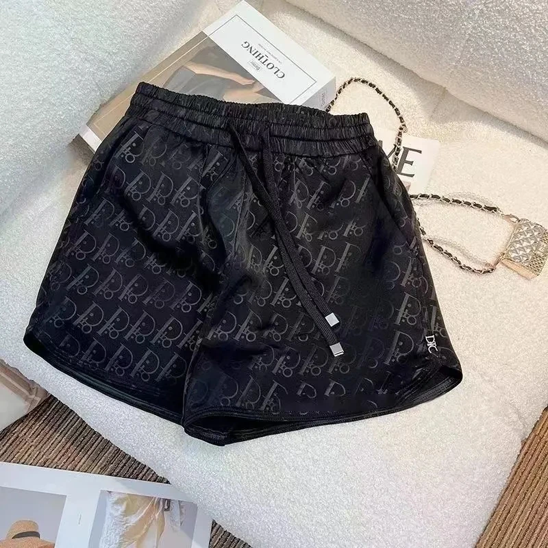 Summer New Women's Elastic Waist Five-Quarter Length Shorts Casual Loose Slimming Sporty Versatile Printed Short Pants Trend